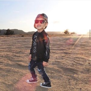 Adam + Yve Black Faux Leather Zip Up Bomber Jacket